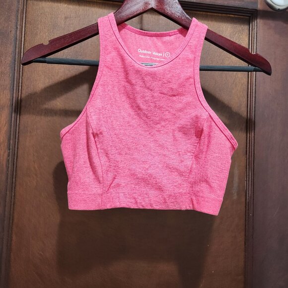 Outdoor Voices Flamingo Pink Crop Top Bra Small EUC Racerback - Picture 6 of 7